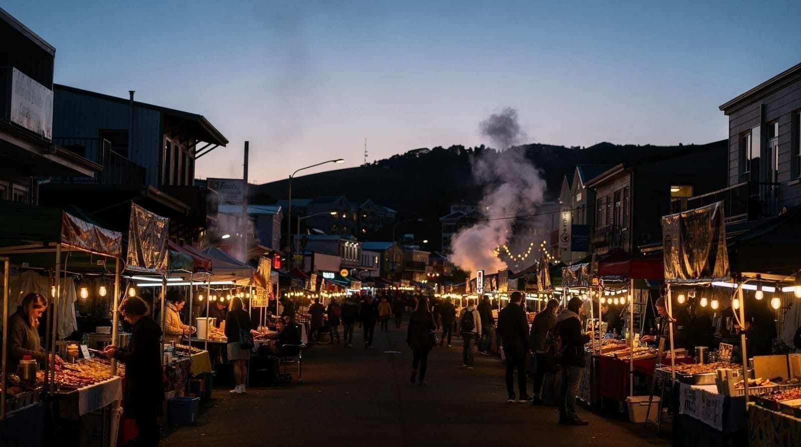 Nachtmarkten van Wellington — De nachtmarkt van Wellington bij Waitangi Park — kraampjes, prijzen, timing en h